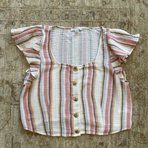 Gauzy Multi Stripe American Eagle Top